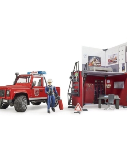 Bruder Bworld Fire Station with Land Rover Defender and Fireman
