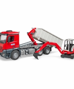 Bruder MB Arocs Truck w/Roll Off Container and Schaeff Excavator